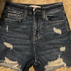 Dark washed denim shorts